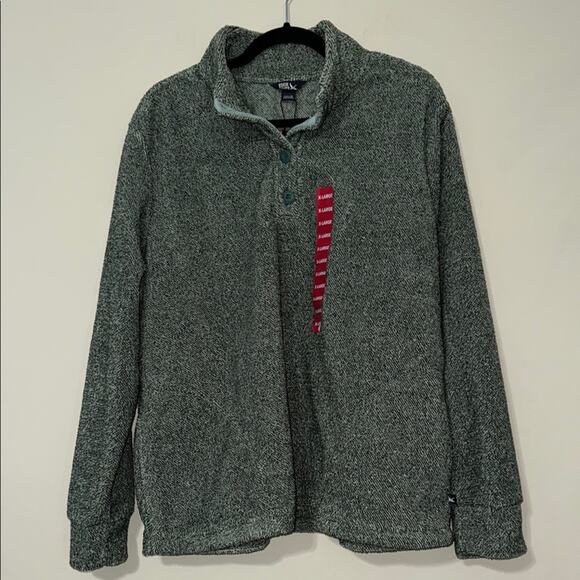 EDDIE BAUER women’s size XL jade color fleece pullover with pockets relaxed fit - Picture 1 of 14
